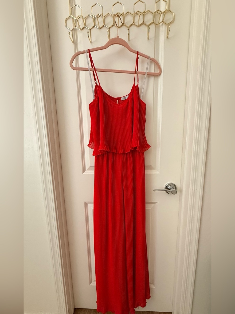 Lovers + Friends Red Pleated Jumpsuit
